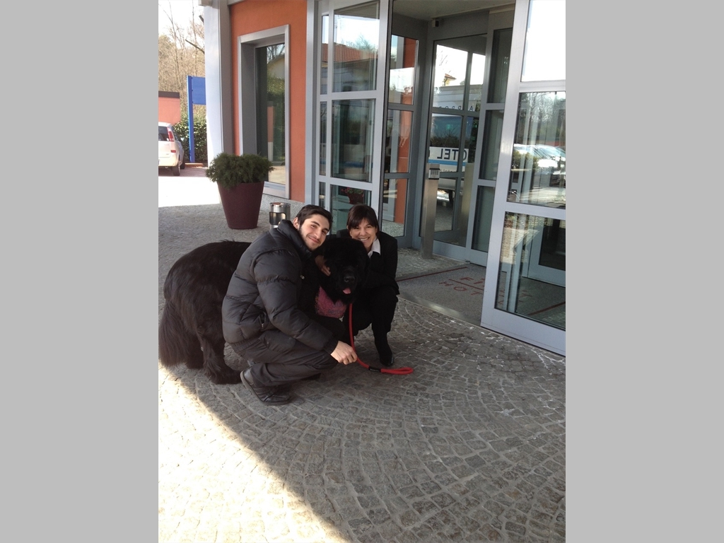 Two friends at hotel in Milan, Italy